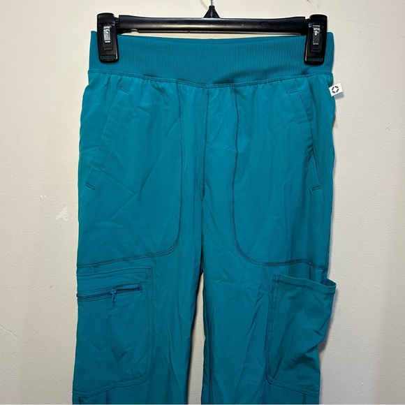 Cherokee Teal Blue Workwear Revolution Natural Rise Tapered Leg Jogger Scrubs - Picture 2 of 9